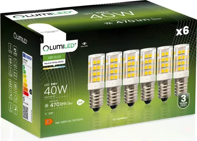 Zdjęcie produktu dla 6x Żarówka LED E14 Tubularna T25 5W = 40W 470lm 4000K Neutralna 320° LUMILED