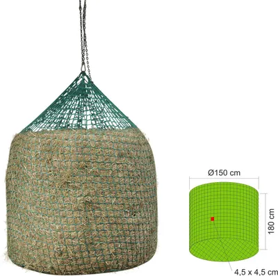 Immagine prodotto di Kerbl Heunetz für Rundballen zum Aufhängen 4,5x4,5 cm, ü150 cm / Höhe 180 cm