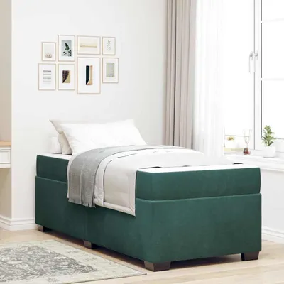 Image de Maison Exclusive - Sommier avec matelas vert foncé 90 x 190 cm Tissu