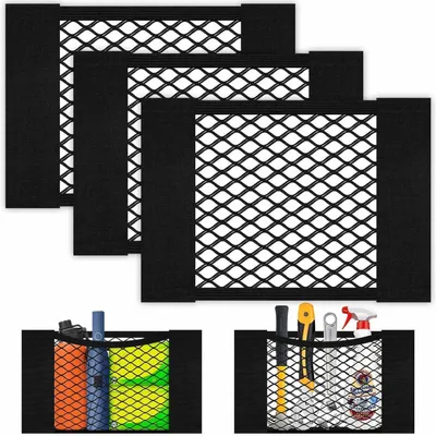 Productafbeelding van 3 stuks universele bagagenetten voor in de kofferbak, met klittenbandsluiting, afmetingen 30x25 cm, gemaakt van nylon