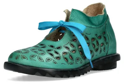 Produktbild von Laura Vita Damen Schnürschuh Leder Derby Schlüsselloch-Ausschnitt Cyrielle 30, Größe:38 EU, Farbe:Türkis