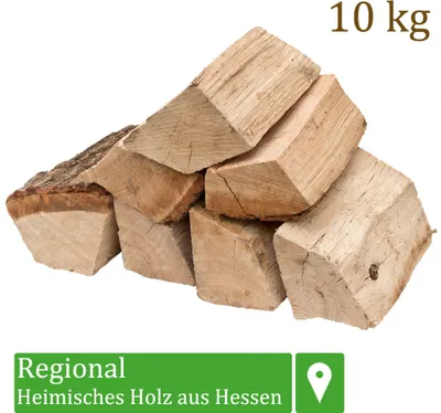Obrázek produktu pro Palivové dřevo Palivové dřevo Dub 10 kg Pro kamna a krb Ohnivá mísa Grilování Palivové dřevo Polena Dřevo 25 cm sušené v peci Flameup