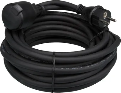 Produktbild von Perel Verlängerungskabel, H05RR-F 3G2.5, 10 m, 16 A/230 V, 3680 W, Typ E/F, IP44, Gummi, schwarz