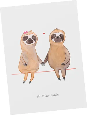 Produktbild von Mr. & Mrs. Panda Postkarte Faultier Pärchen - Weiß - Geschenk, Faultiere, Liebe, Ansichtskarten, Grußkarte, Ansichtskarte, Postkarten, Verliebt, Fotokarte