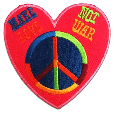 Obrázok produktu pre Make Love Not War! Peace - Patch, nažehľovačka, nažehľovací obrázok, nášivka, nažehľovačka, veľkosť: 7,4 x 7,8 cm
