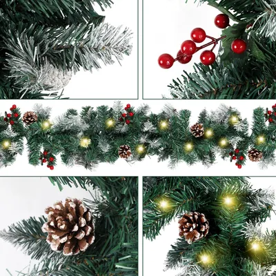 Image de Guirlande lumineuse LED ISOISL, longueur 2,7 mètres, avec 30 lumières, décorations en forme de cônes et de baies