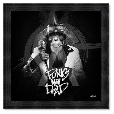 Image de Cadre en bois avec impression en PVC vernis "Punk is not dead" - Noir - 120 x 120 cm - Collection Binet