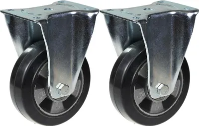 Produktbild von 152 mm (6") Lenkrolle, schwarzer Gummi, feststehend, belastbar bis 660 kg, 2er-Set