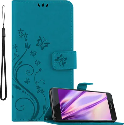 Image de Cadorabo Housse pour Honor 8 / 8 PREMIUM Housse de protection en bleu Housse pour portable Etui Case Fleurs Flower