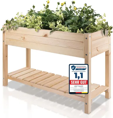 Produktbild von PATKAR 117x40x78cm Hochbeet Holz [RÜCKENSCHONENDE HÖHE] - Premium hochbeet Balkon oder Garten ( Europe) - Pflanzkasten Hochbeete-Kit - Kräuterbeet Balkon Hochbeet - Hochbeete für Garten Holz