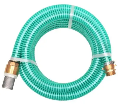 Obrázok produktu pre Sací hadica – hadica na vodu pre pumpu, 7 m, 25 mm – mosadzové konektory s spätnou klapkou a sitkom – robustný plast – armádovo zelená