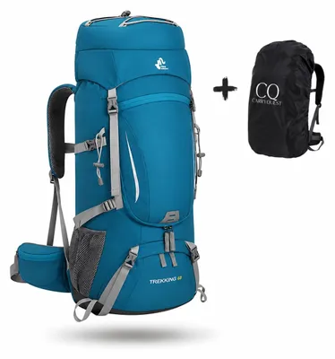 Image de Sac à dos de randonnée CarryQuest® 60L, avec housse de pluie en nylon, compartiment à chaussures, couleur noire