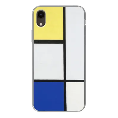 Produktbild von MuchoWow® Handyhülle Schutzhülle Hülle für iPhone XR Komposition mit Gelb, Blau und Schwarz - Piet Mondrian Silikon Softcase Handy Hülle - Schutzdeckel