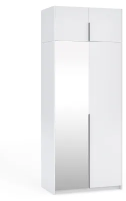 Produktbild von Margaret Hadas24 Kleiderschrank APOLLONIA I mit Spiegel, Drehtürenschrank, moderner, Schrank,  viel Stauraum100 x 250cm (weiß, schwarze Griffe)