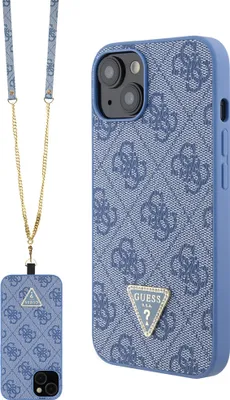 Immagine prodotto di Custodia Guess per iPhone 13 - Crossbody con logo in metallo e strass - Blu