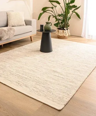 Immagine prodotto di Tappeto Unyqoos® Wollteppich Ulstein – tappeto intrecciato a mano, 240x340 cm, bianco/grigio, lana, 1800 g/m², morbido e caldo