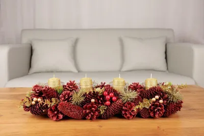 Produktbild von Ikebana MagicHome Weihnachten, natürlich, rot, Advents-, 50x16x9 cm