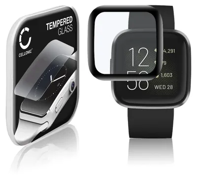 Image de Protection d'écran en verre compatible avec FitBit Versa 2 / Versa 2 SE (3D Full Cover, résistance 9H, 0,33mm, Full Glue) - protège écran montre connectée sport gps fitness