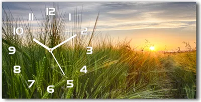 Produktbild von Wanduhr aus Glas – 60x30 cm - Glasbild - Glasuhr - Gehärtetes Glas - weisse-zeiger - Weizenfeld
