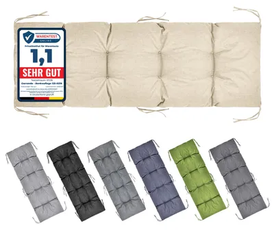 Produktbild von Garronda Bankauflage 160x50 cm ca. 10 cm dick Sitzkissen Outdoor für Gartenbank und Hollywoodschaukel Polster Auflage für Sitzbank wasserabweisend UV-beständig mit Bändern GD-0219 Cappuccino