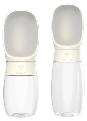 Image de Bouteille d'eau pour chien, portable, conception anti-fuites, PET blanc, 300 ml