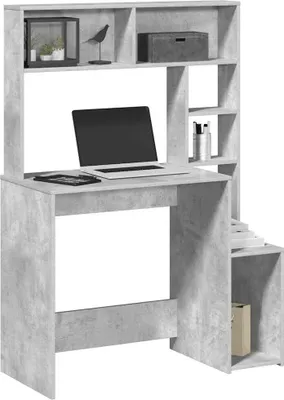 Image de Maison Exclusive - Bureau avec étagère Gris béton 100x45x140 cm Matériau dérivé du bois