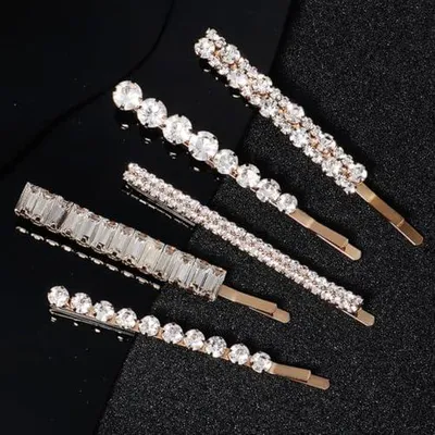 Produktbild von Dekorative Kristall-Haarspangen aus Metall, 5 Stück, mit Strasssteinen für Damen im Alltag und zu festlichen Anlässen