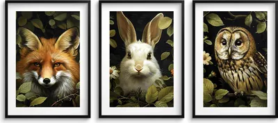 Produktbild von Poster für Kinder Waldtiere Wandbilder Kinderzimmer 30x40