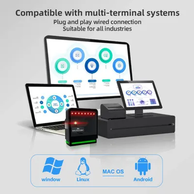 Obrázek produktu pro 1D 2D stolní snímač čárových kódů Čtečka QR kódů Všesměrové inteligentní snímání snímačem Kabelové USB stolní Hands-free automatické snímání Čtečka čárových kódů pro obchod Supermarket Sklad Plug and Play