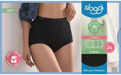 Obrázek produktu pro Sloggi maxi kalhotky bavlněné černé 2-pack velikost 50
