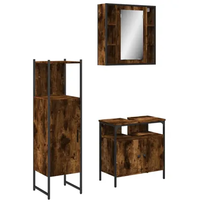 Produktbild von 3-tlg. Badmöbel-Set Räuchereiche Holzwerkstoff