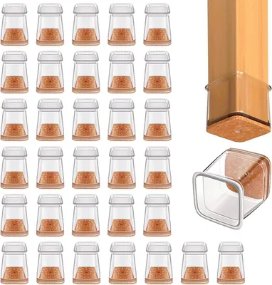 Zdjęcie produktu dla Filcowe nakładki na nogi krzesła 32 szt., kwadratowe, 13-19 mm, do nóg mebli