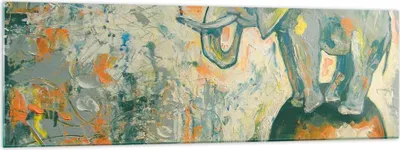 Produktbild von Bilder auf glas - Elefant Abstraktion - 160x50cm - Glasbilder - Wandbilder - Kunstdruck - zum Aufhängen bereit - Wanddekoration aus Glas - Glas Bilder - Wandbild auf Glas - Einteilig - GAB160x50-3566