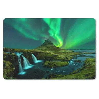 Produktbild von MuchoWow® Mauspad Mousepad Nordlichter - Wasserfall - Berg - Island 27x18 cm - Mousepads - Maus Mat - Pad - Mausunterlage - Büroartikel - Desk Matten