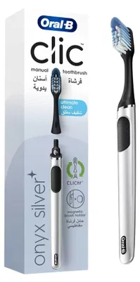 Image de Brosse à dents Oral-B Clic avec porte-brosse magnétique, Onyx Silver