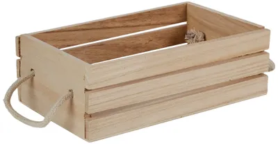 Produktbild von Holzkiste mit Kordelhandgriff 18x10x5,5 cm Aufbewahrungskiste Holzbox