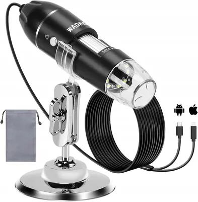 Zdjęcie produktu dla Ręczny Mikroskop Cyfrowy Kamera Hd 1440P 1600X Przenośny 8 Diod Led Stojak