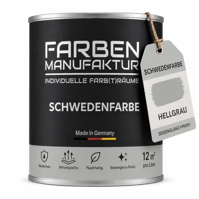 Produktbild von Schwedenfarbe Holzfarbe Holzlack Wetterschutzfarbe deckend 5L - Hellgrau