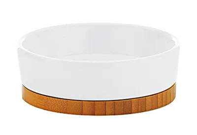 Image de KELA Porte-savon Natura céramique/bambou 4cm Ø12cm blanc