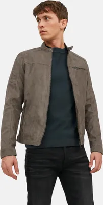 Produktbild von Jack & Jones 12147218_2018_764103_L, Motorradjacke, Uni, Erwachsener, Reißverschluss, Polyester, Wildleder, Braun