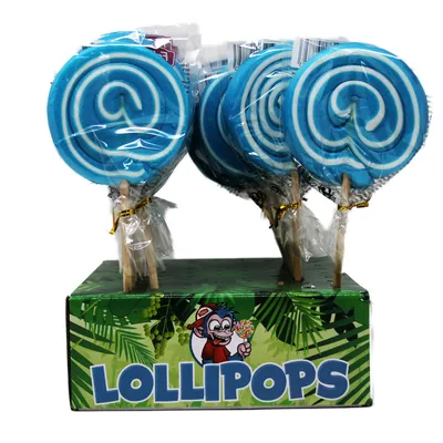 Image de Présentoir Spiral Lolly Boy bleu blanc grande sucette au goût d'ananas