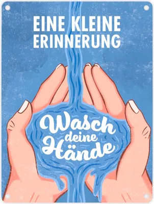 Produktbild von Eine kleine Erinnerung - Wasch deine Hände - Metallschild für das Badezimmer