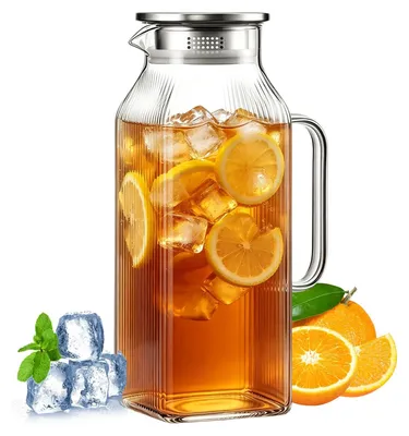 Produktbild von Hitzebeständige Glas-Karaffe, 2 Liter, mit Deckel, für kalte und warme Getränke