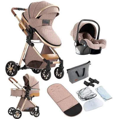 Produktbild von Dreirad-Kinderwagen - 3 in 1 - Opklappbarer Transportwagen für Babys - Auto für Neugeborene - Leicht - Hochlandschaft - Khaki