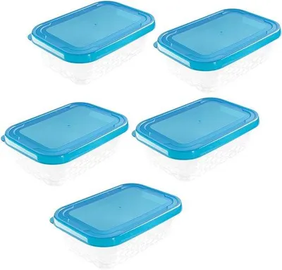 Immagine prodotto di Contenitori ermetici Unyqoos®, set da 5 pezzi, capacità di 1,5 litri per contenitore, senza BPA, impilabili e a tenuta stagna, colore blu – adatti per frigorifero e congelatore, lavabili in lavastoviglie
