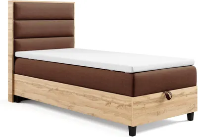 Produktbild von Trinity K-1 Boxspringbett 90x200 mit Bettkasten und Bonellfederkernmatratze | Einzelbett mit Topper und Kopfteil | Mit Liefer- und Aufbauservice