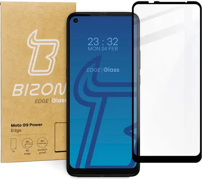 Produktbild von Bizon Glass Edge Panzerglas für Moto G9 Power, Schwarz