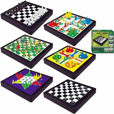 Image de Jeu de voyage 6-en-1 avec plateau magnétique et pions