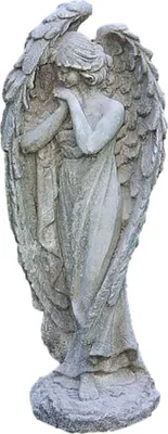 Produktbild von Steinfiguren Horn Engel stehend aus Steinguss für den Garten, Frostfest Witterungsbeständig und Neu, 57cm Höhe, SU-234