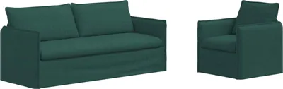 Immagine prodotto di vidaXL Set di divani, 2 pezzi, tessuto verde scuro